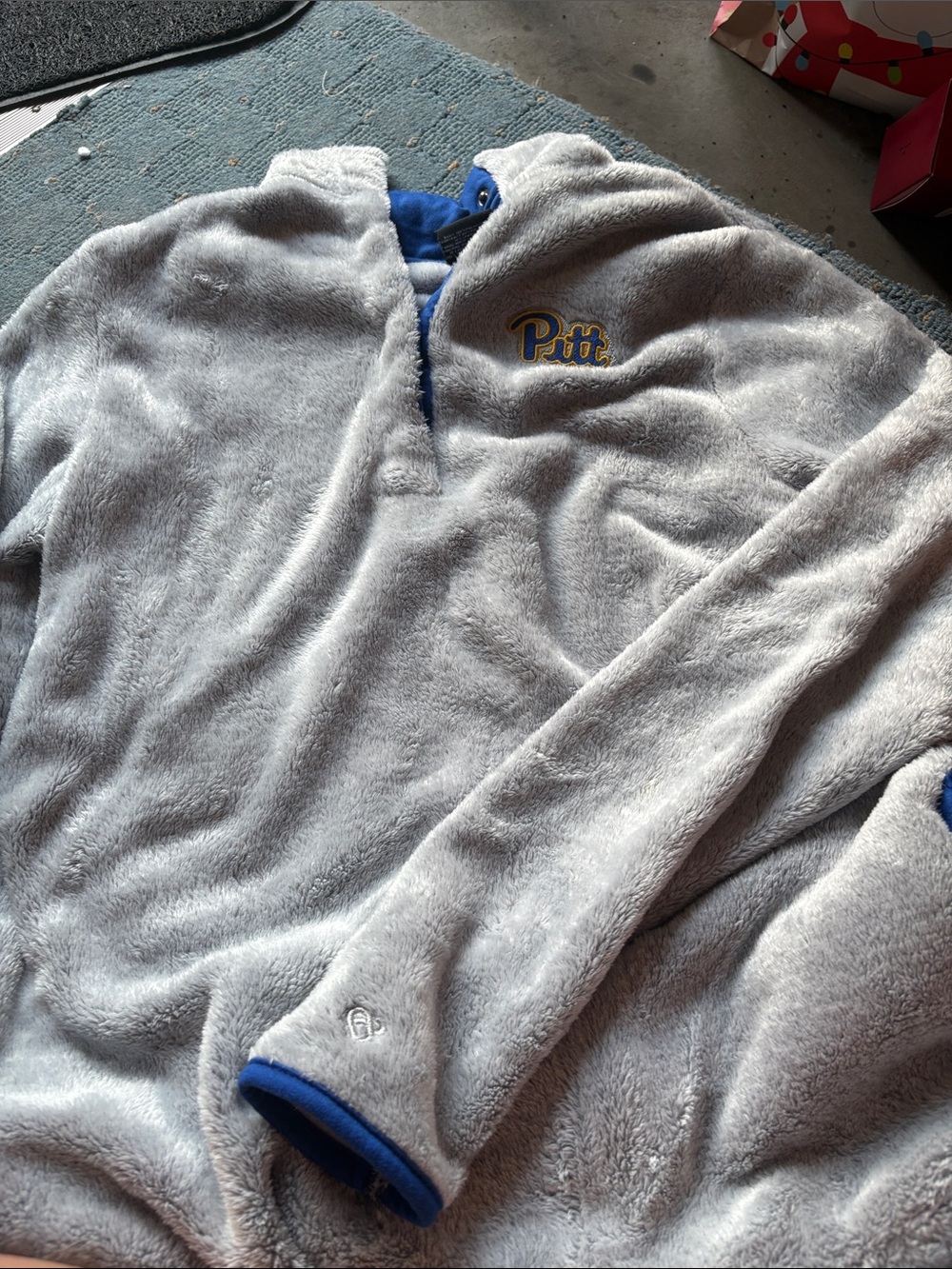 Pitt Grey Plush Quarter-Zip Pullover